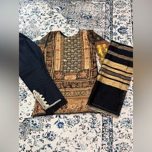 Digital Print Shirt With Sequence Work Comes With Trouser And Dupatta
